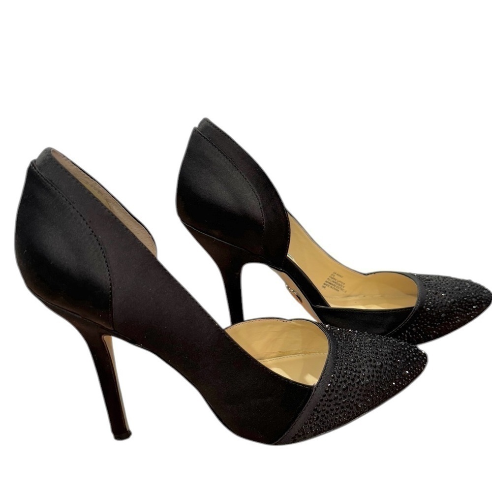 Blue by Betsy Johnson SB-Band Pumps Black Satin Embellished Size 9.5. - Picture 6 of 12